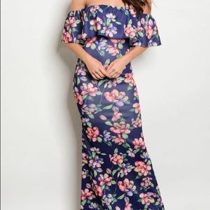Floral print Off Shoulder Maxi dress