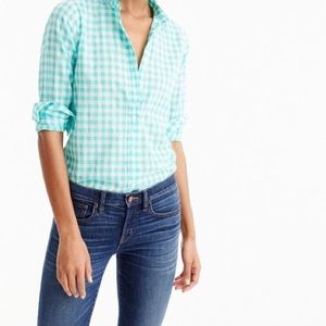 Coldwater Creek Gingham Teal Button Up Shirt
