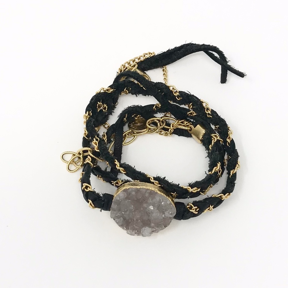 Druzy & Gold Wrap Bracelet