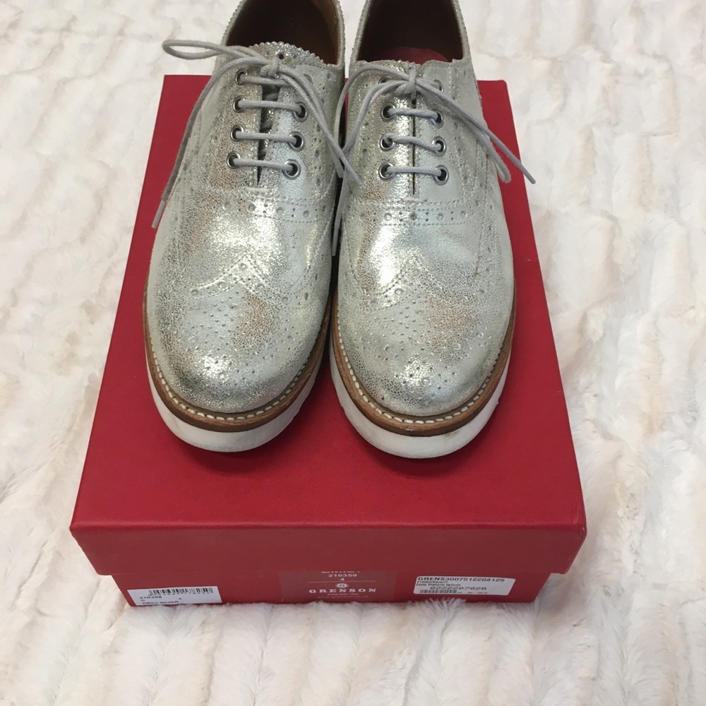 Grenson Silver Platform Oxfords