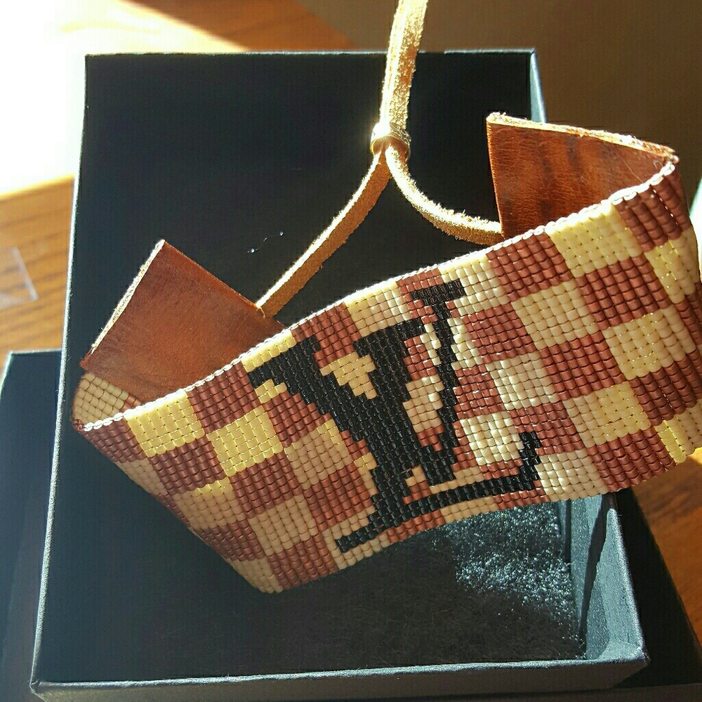 Hand loomed beaded lv bracelet made to order!