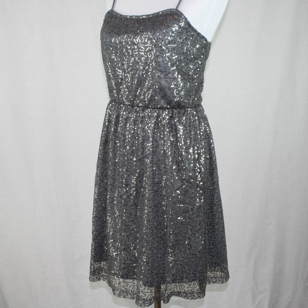 ISSI Sequin Spaghetti Strap Dress In Gray