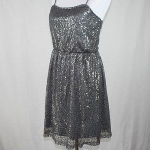 ISSI Sequin Spaghetti Strap Dress In Gray