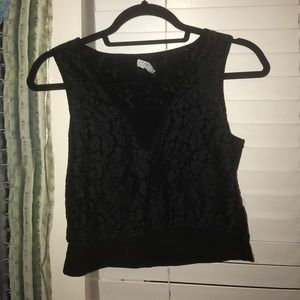 Black lace crop top