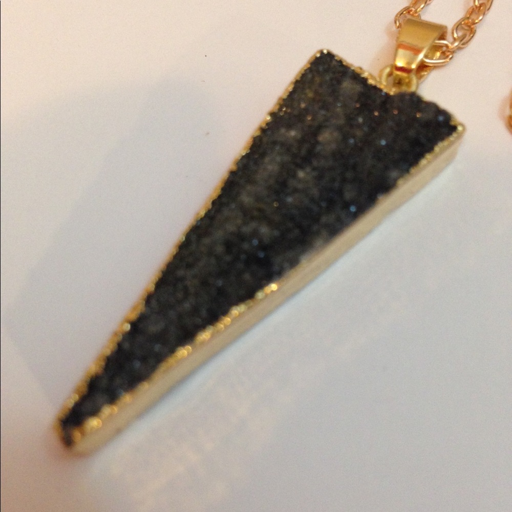 Graphite Druzy Point Necklace