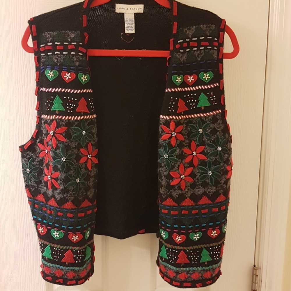 *SOLD*Lord &Taylor SZ L Ugly Sweater Vest