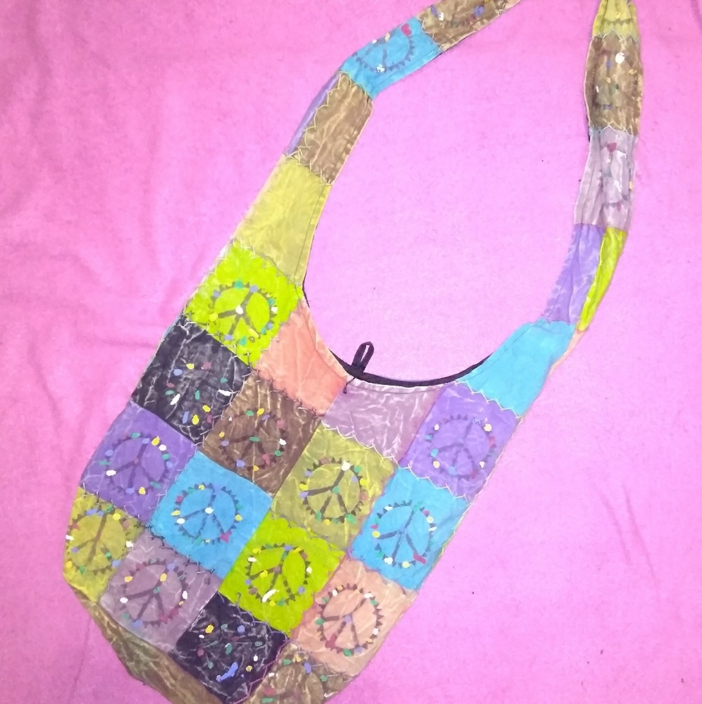 Boho patchwork peace hobo