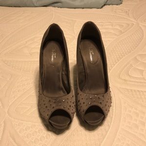 Gray and rhinestone heels - only worn once