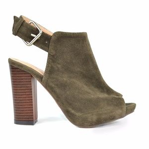 Women's Peep Toe Sling Back Olive Heeled Sandal