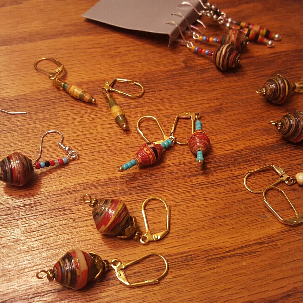 African paper bead earrings