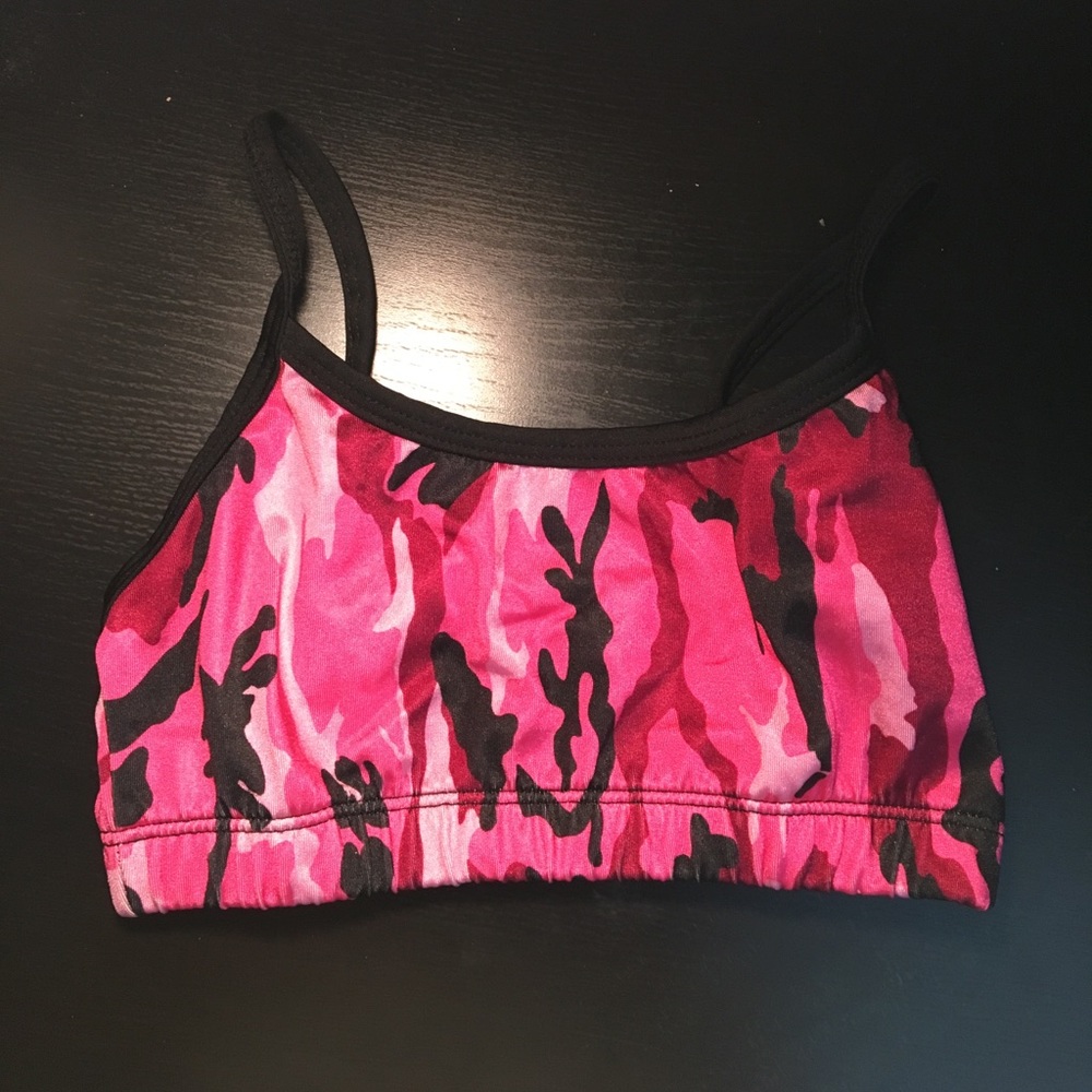 Girls Pink Camo Sports Bra