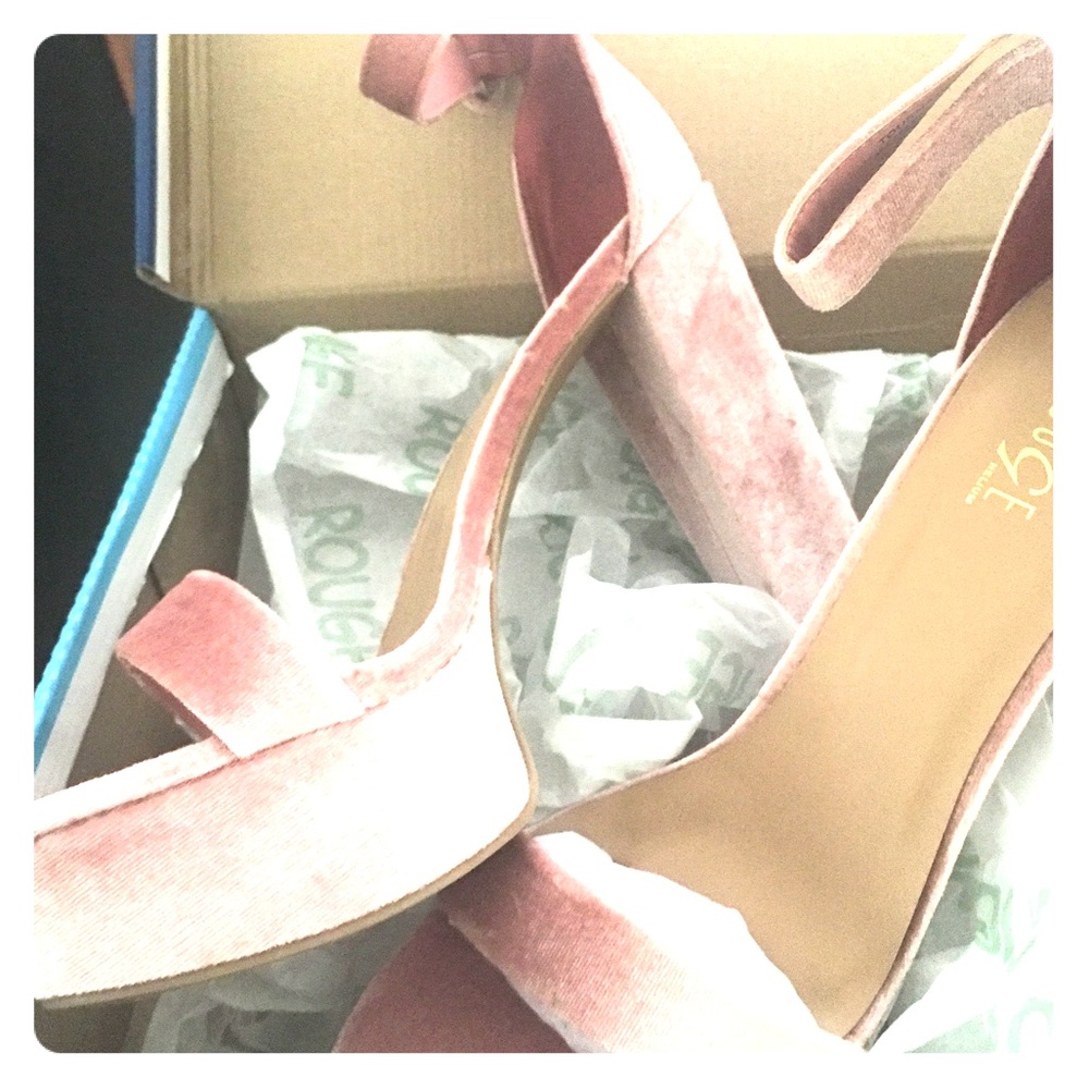 Velvet Pink Block Heels