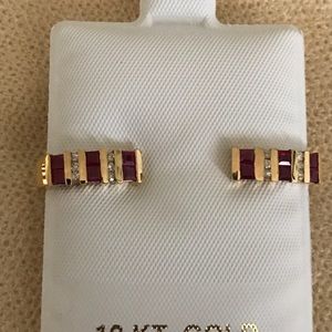 10k ruby and diamond accent earrings
