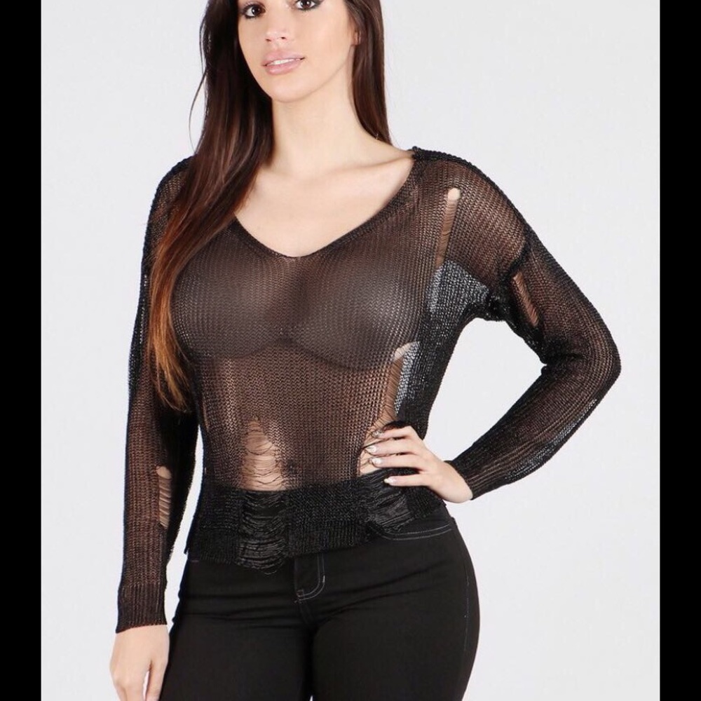 Metallic sweater top