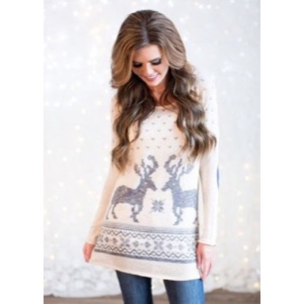 ❌Sold Reindeer Tunic Elbow Modern Vintage Boutique
