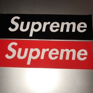 Supreme Black and red suede stickers