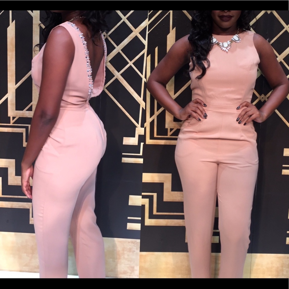 Blush Jumpsuit Deep-v Back