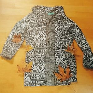 Black and White Aztec Tribal Print Cardigan