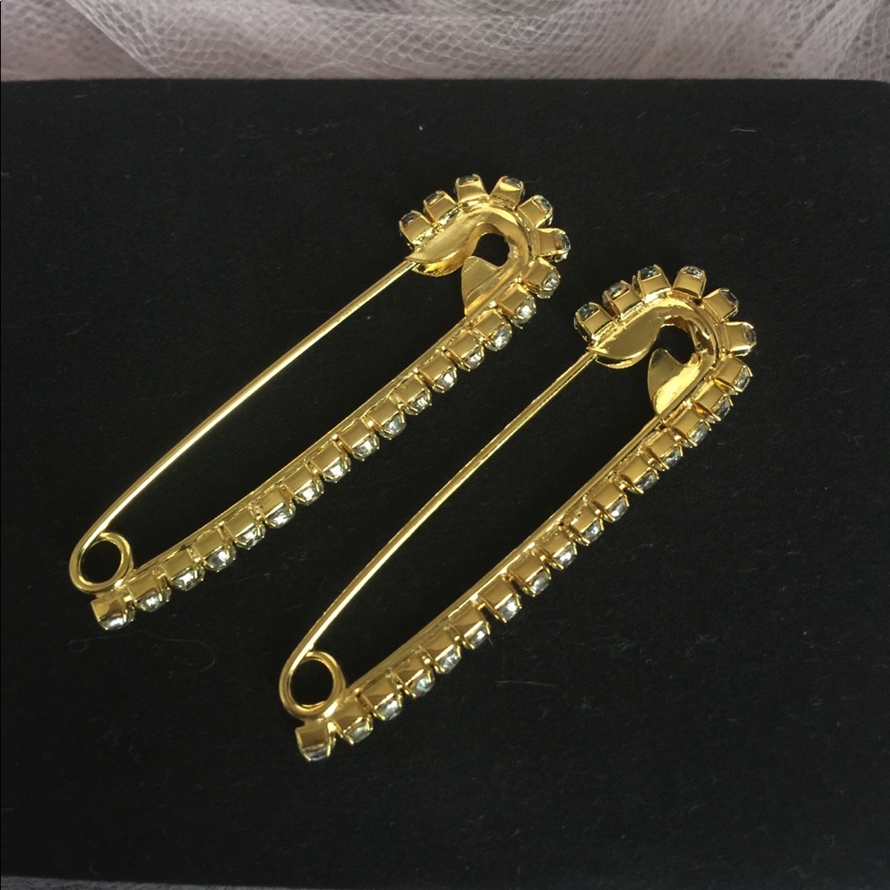 Gold Plated Safety Pin Earrings