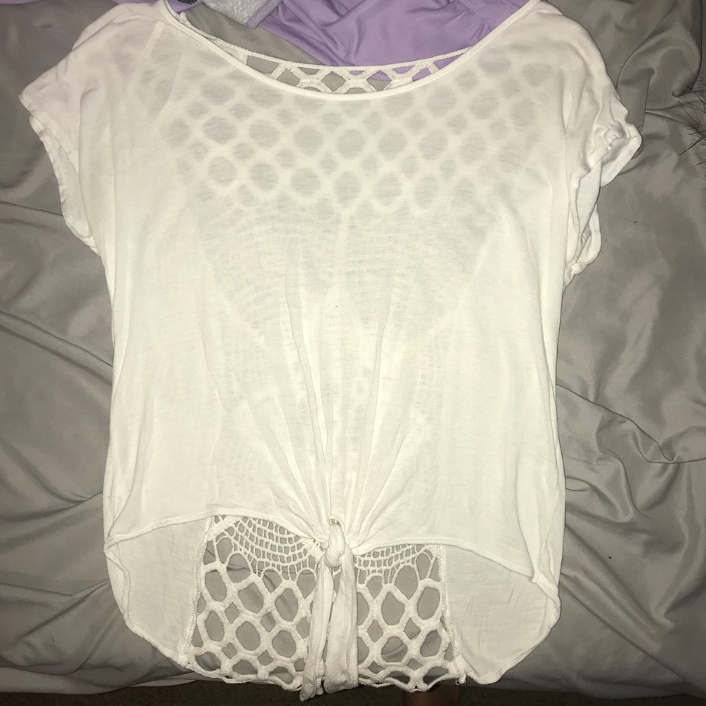 White Partial crop top