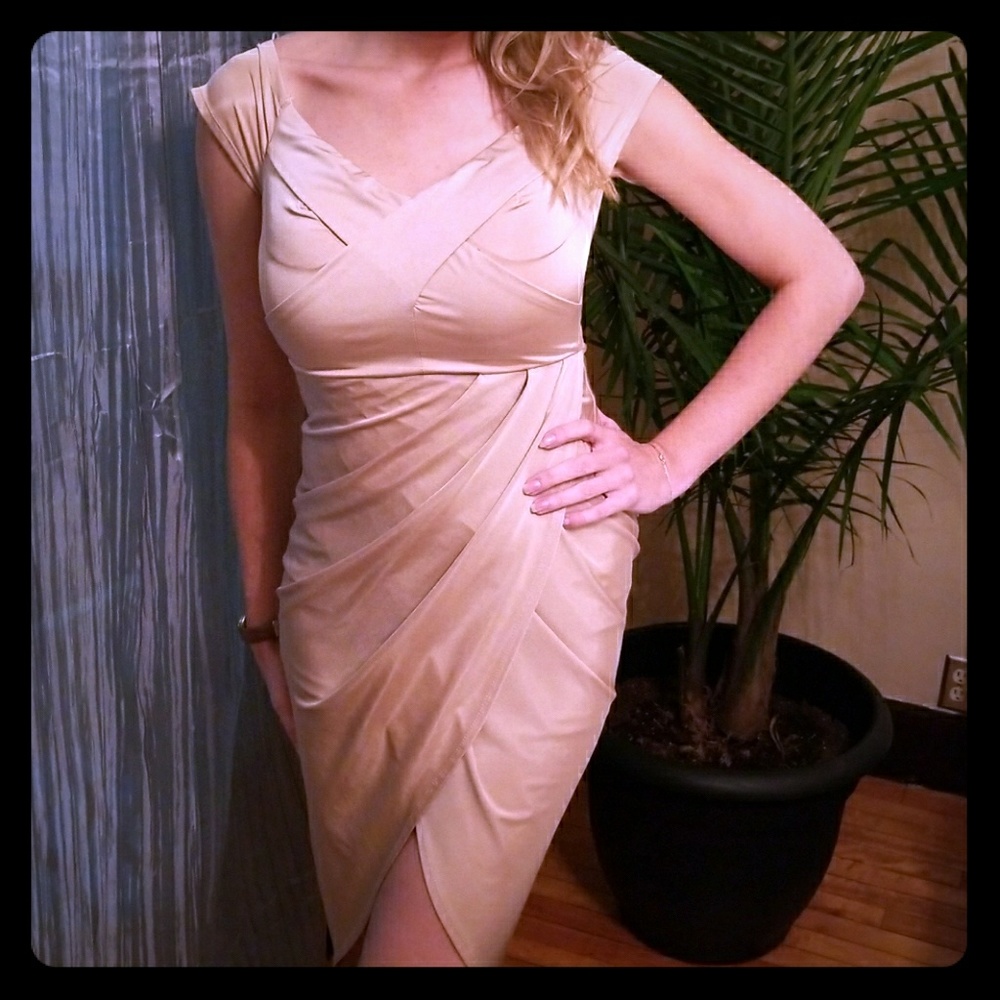 Hello Molly champagne color elegant dress