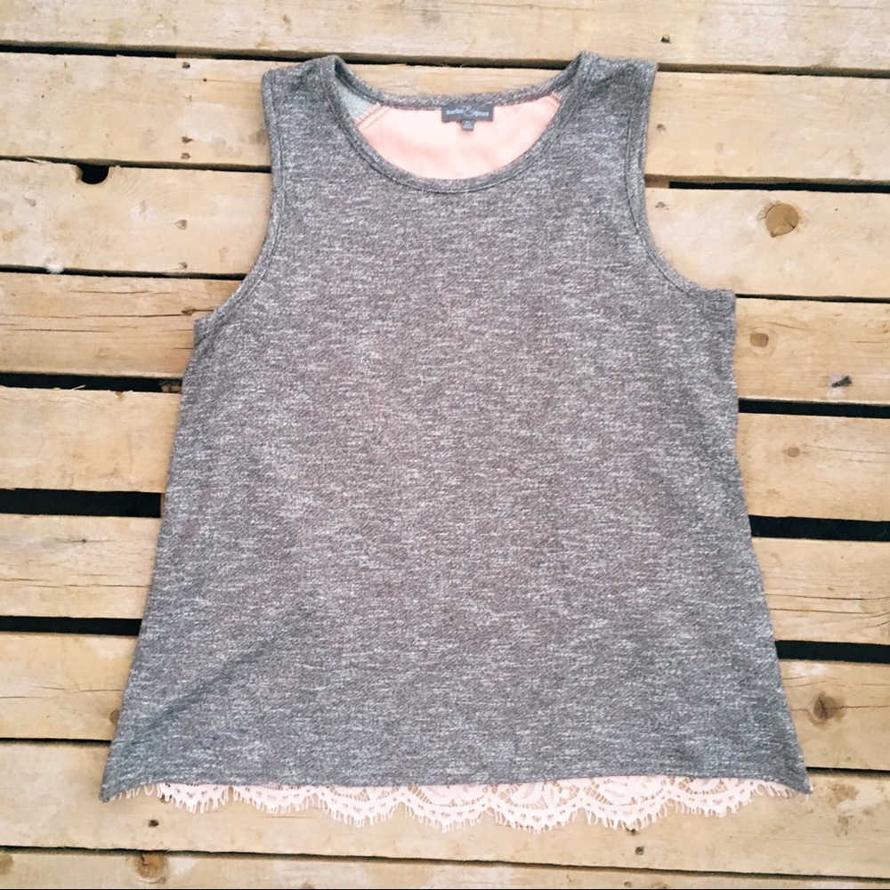 Market & Spruce Stitch Fix Gray Pink Lace XL 3X - Picture 2 of 7