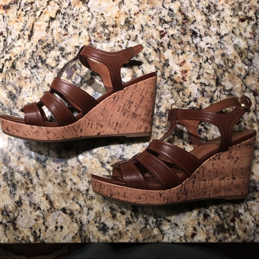 Franco Sarto platform cork wedges