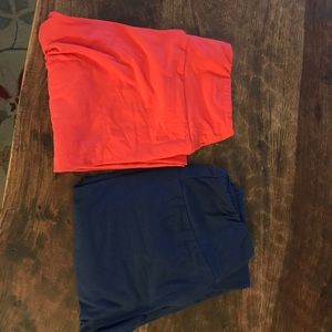 LulaRoe solid red and royal blue leggings
