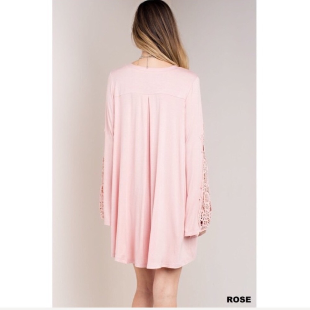 🎄$10🎄 Blush Crochet Cut Out Dress - Picture 2 of 4