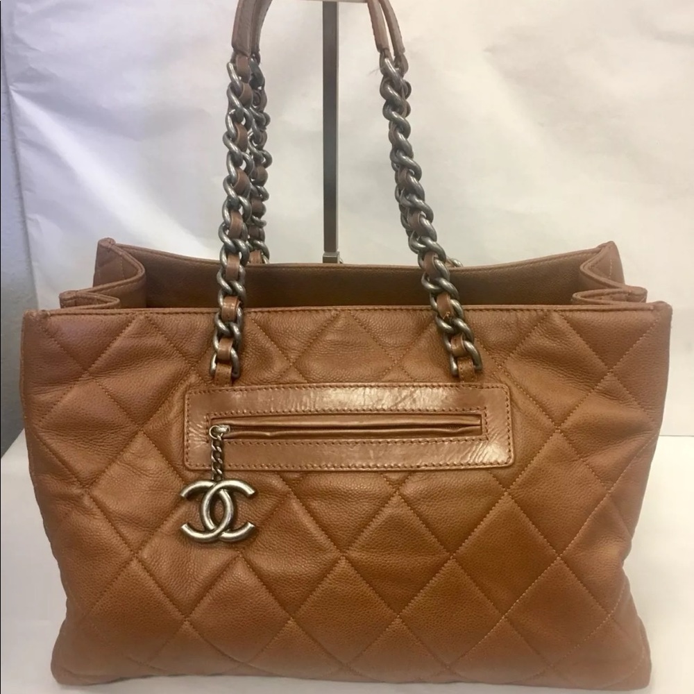 ♦️SOLD♦️CHANEL COGNAC QUILTED LEATHER TOTE