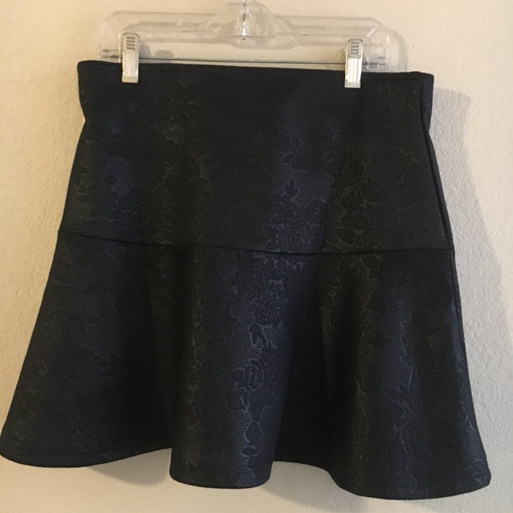 Faux Leather Floral Skirt