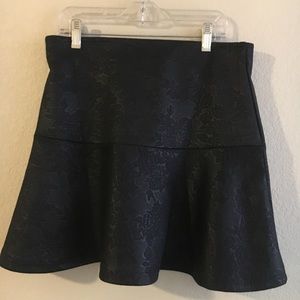 Faux Leather Floral Skirt