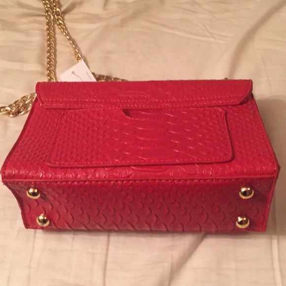 Karoszka Red & Gold Alligator Skin Handbag - Picture 3 of 3