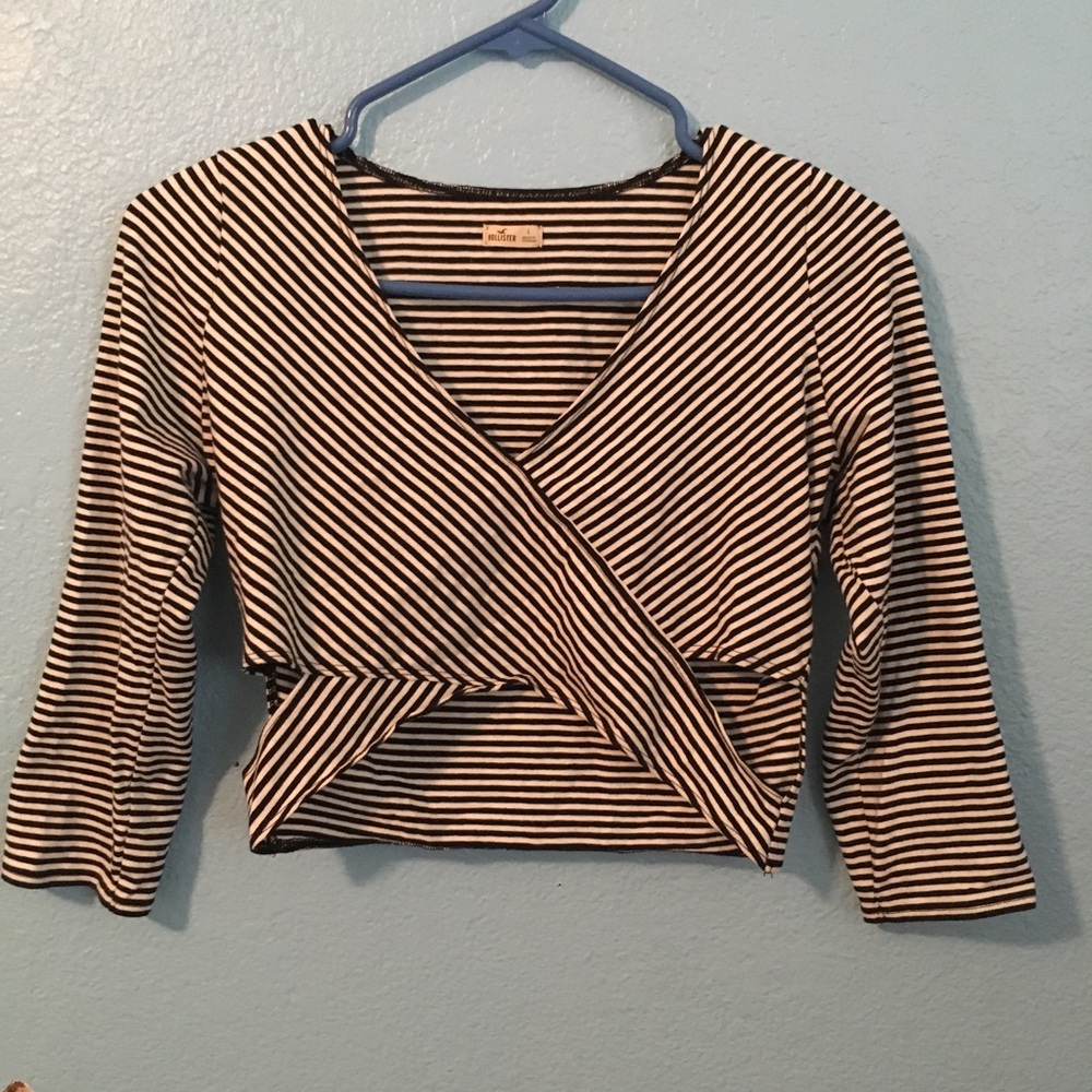 Hollister striped cutout crop top