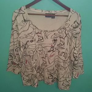 Chico's Shoe Print Top Size 3 XL Rhinestones