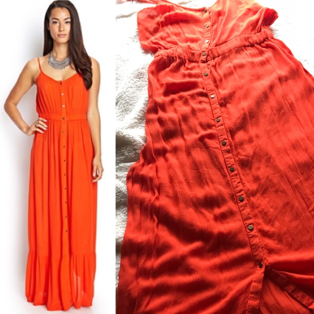 Forever 21 Vibrant Red Orange Maxi Dress