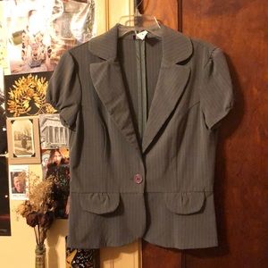 Short sleeve grey pinstripe peplum blazer