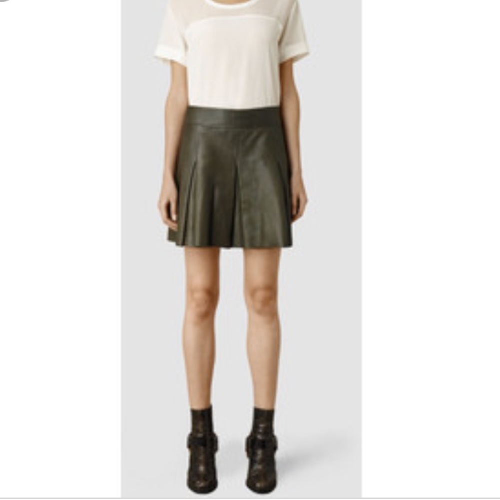 Allsiants Dawson Olive leather skirt