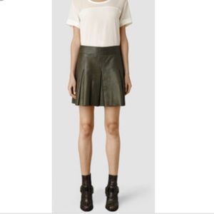 Allsiants Dawson Olive leather skirt