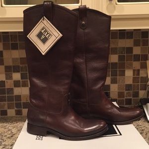 Frye Melissa Button Boots Dark Brown