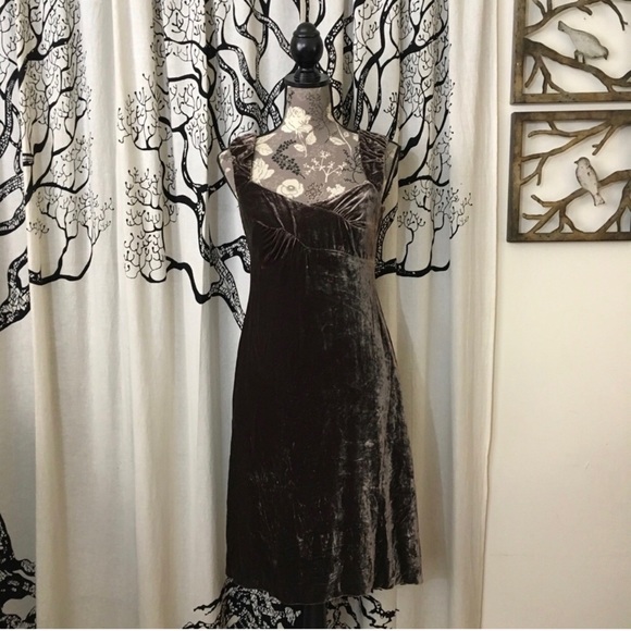 Anthro Odille Mocha Velvet Cocktail Dress - Picture 2 of 5