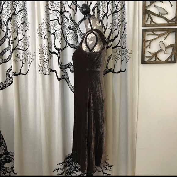 Anthro Odille Mocha Velvet Cocktail Dress - Picture 3 of 5