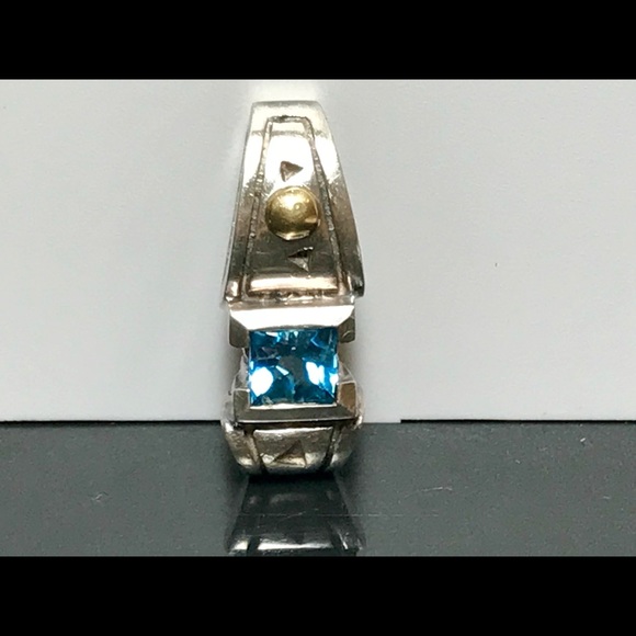 John Atencio Jewelry - Blue Topaz Sterling Silver/18K Gold Pendant