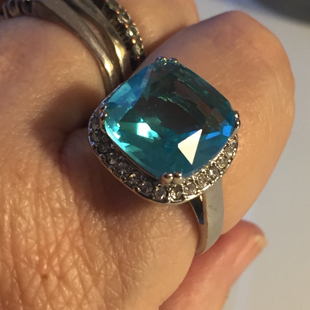 Blue crystal ring