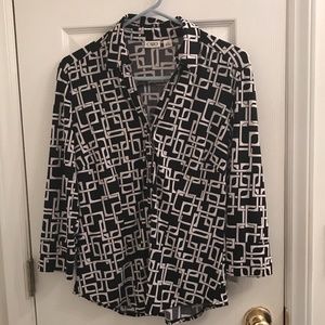 Cato Black and White Button Up Blouse
