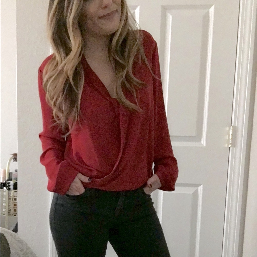 Rust Orange Cross Front Blouse