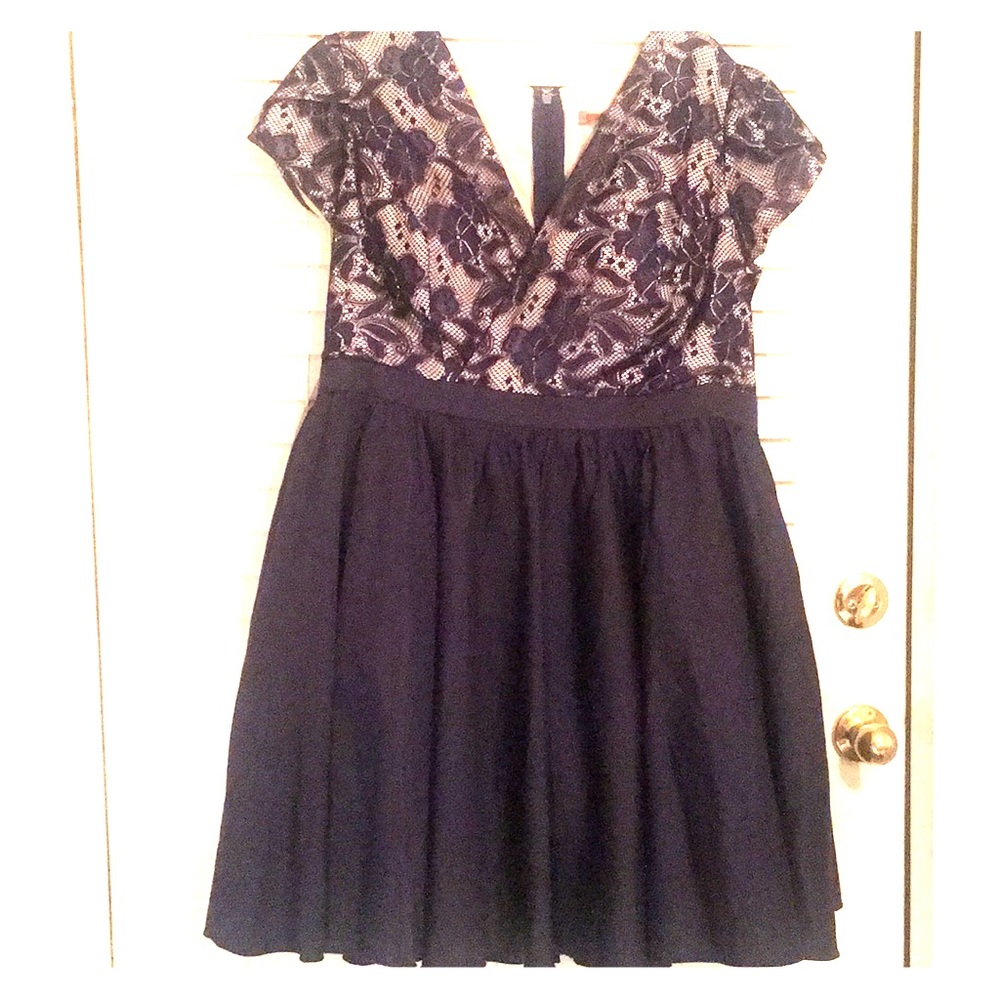 Plus Navy Blue Lace topped Party Dress! NWT