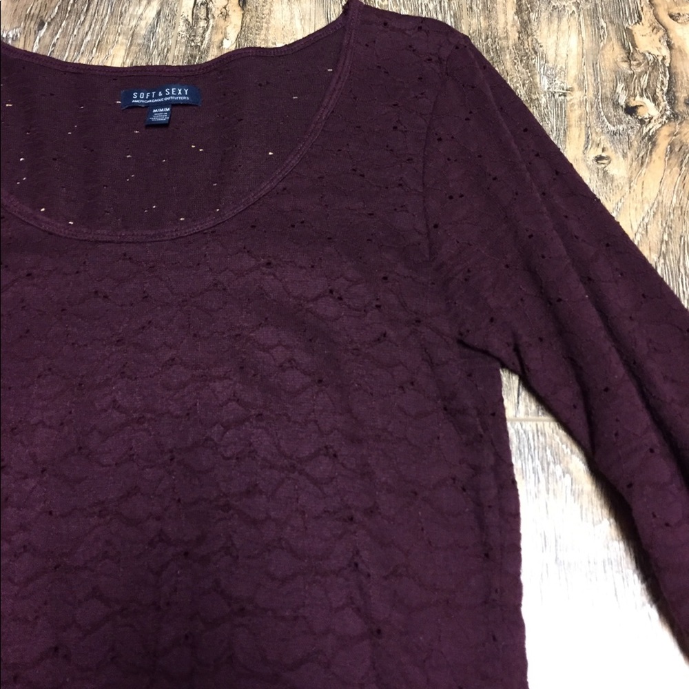Burgundy long sleeve crop top