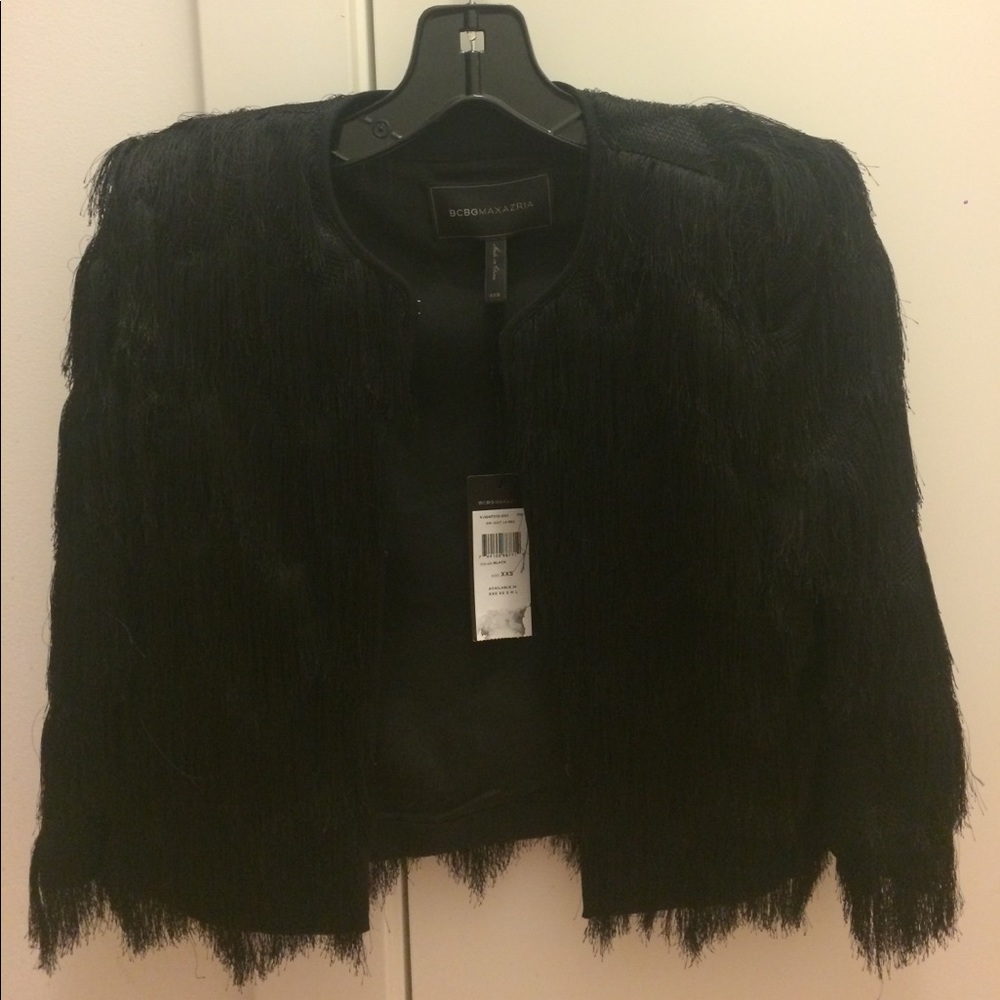 NWT BCBG fringe cropped jacket XXS