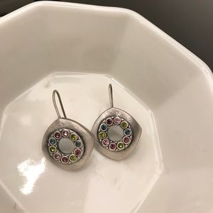 Vintage silver and rainbow stone earrings- new!